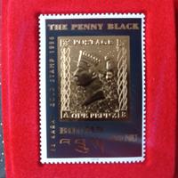 Francobollo The Penny Black 1996 BHUTAN Oro 22k