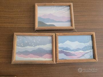 3 cornicette in legno 10 x 5 cm