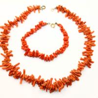 Parure collana bracciale corallo fiore rosso
