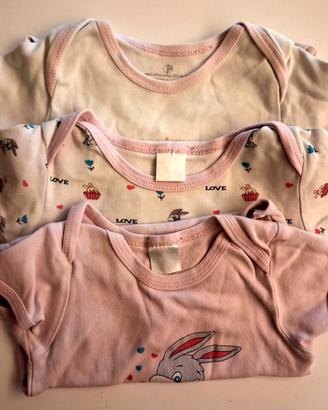 Set di 3 body bambina manica corta
