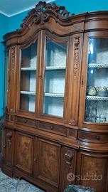 Credenza Vetrina Barocchetta in noce massello