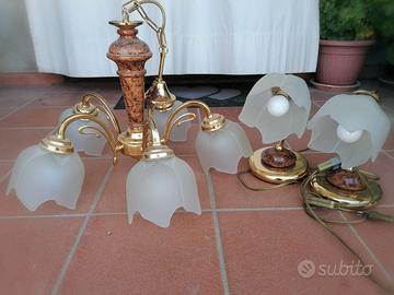 Lampadario e due abat-jours