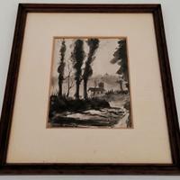 Quadro Dipinto Paesaggio Agreste Firmato 31x26