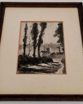 Quadro Dipinto Paesaggio Agreste Firmato 31x26