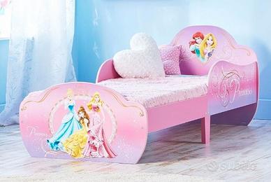 Lettino Principesse Disney rosa sponde+materasso