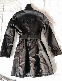 Trench nero avvitato, sopra il ginocchio, tg 44