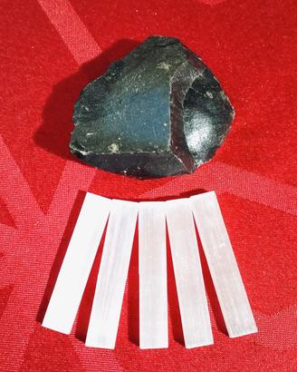 Set Ossidiana +5 bacchette di Selenite 