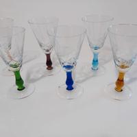 6 bicchieri vintage a calice in vetro molato
