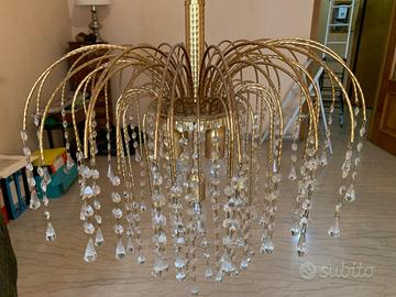Lampadario a sospensione in ottone e pendenti
