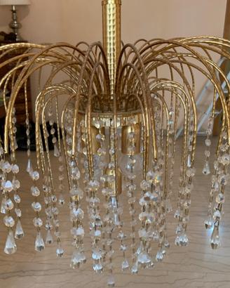 Lampadario a sospensione in ottone e pendenti