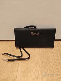 Portafoglio nero elegante con zip e laccetto 🖤