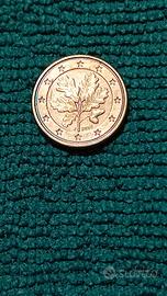 1 centesimo con rami di quercia e ghiande