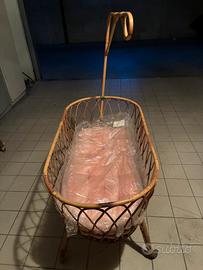 Culla Vintage in Rattan/Midollino anni '60