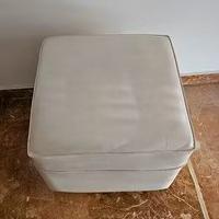 pouf in pelle bianco 50x50
