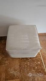 pouf in pelle bianco 50x50