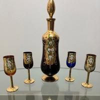 Set 4 bicchieri + bottiglia Vetro di Murano '40-50