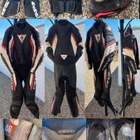 Tuta donna pelle dianese, guanti pelle speed casco