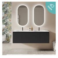 Mobile bagno sospeso nero opaco doppia vasca