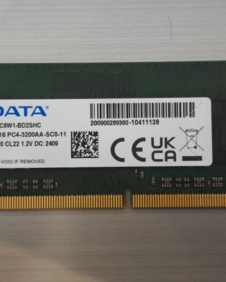 RAM ADATA 8GB DDR4 3200MHz SODIMM PC4-3200AA CL22