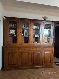 Splendida Credenza Vetrina a doppio corpo in legno