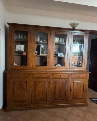 Splendida Credenza Vetrina a doppio corpo in legno