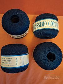 Gomitoli di cotone filo di Scozia, Blu,n.16, 50gm