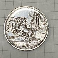 Moneta argento 2 lire 1914