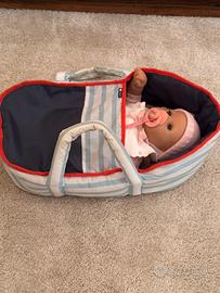 Bambola neonato con culla e vestitini