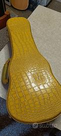 Custodia rigida Ukulele finta pelle coccodrillo