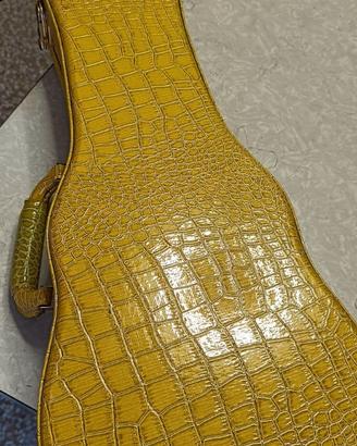 Custodia rigida Ukulele finta pelle coccodrillo