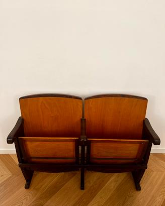 Coppia poltroncine cinema vintage - legno bicolore
