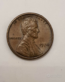 Monete rare antiche. 1974 Lincoln penny