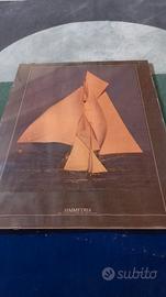 Poster barca a vela d'epoca in cornice a giorno