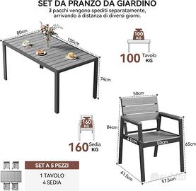 Sedie da giardino Finitura a Vena di Legno