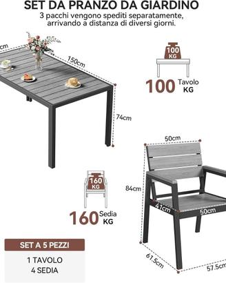 Sedie da giardino Finitura a Vena di Legno