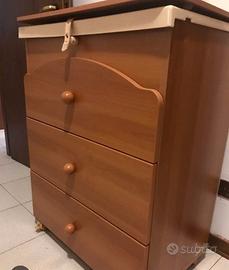 cassettiera fasciatoio con ruote.