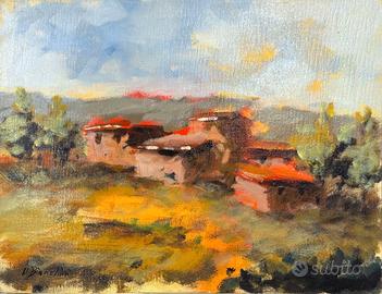 Umberto Bianchini pittore olio su cartoncino