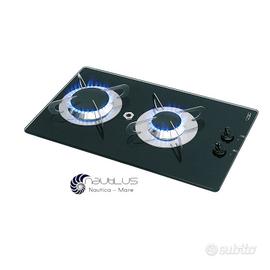 Piano cottura a gas da incasso in vetro a 2 fuochi