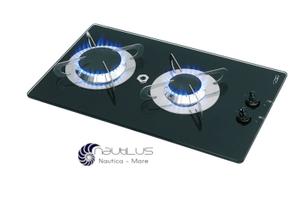 Piano cottura a gas da incasso in vetro a 2 fuochi