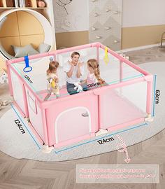 Box per bambini 124x124 cm+25 piastrelle gomma