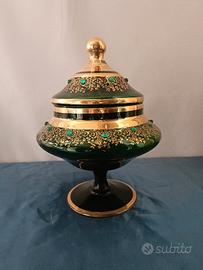 Porta Caramelle in Vetro di Murano Finiture Oro