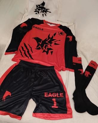 Kit completo da portiere rosso nero. taglie L,M,S