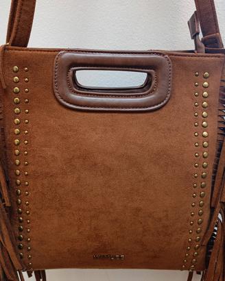 Borsa eco camoscio con frange laterali