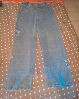 Jeans ragazza vita alta gamba larga – nuovi
