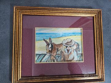 Quadro Dipinto olio su tela incorniciato antico
