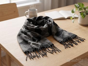 Sciarpa / Maxi Foulard a Scacchi Grigio e nero