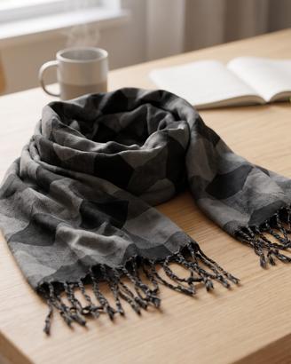 Sciarpa / Maxi Foulard a Scacchi Grigio e nero
