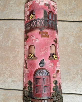 Tegola Decoupage La Casa Rossa - Pezzo Unico