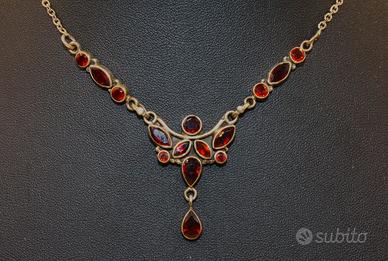 Splendida collana Vintage argento granati