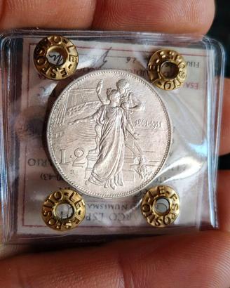 2 LIRE CINQUANTENARIO 1911 SPL+/QFDC ARGENTO
